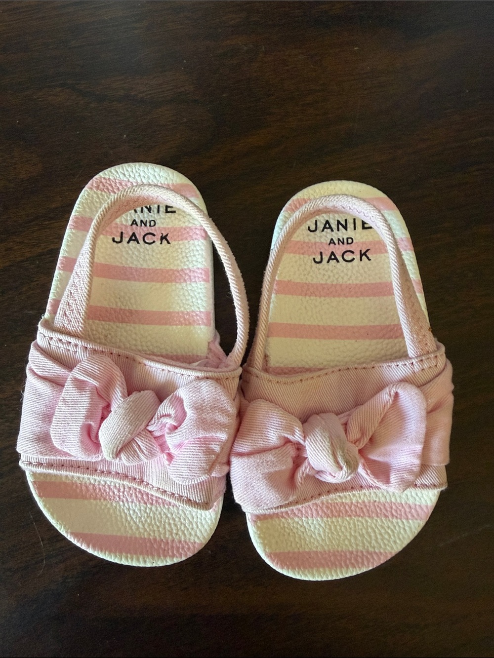 Janie and Jack Light Pink Bow Slide Sandals